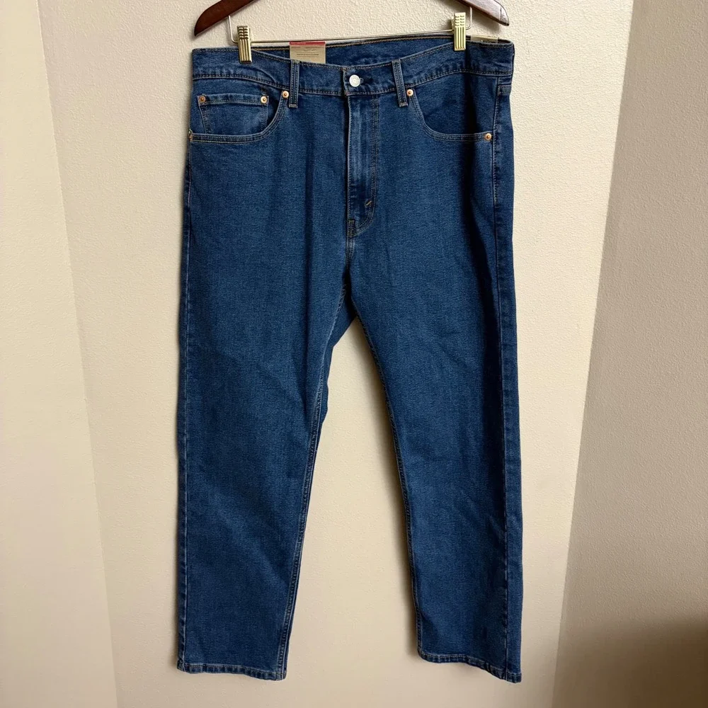 Levi's 505 Regular Fit Jeans 36x30 Blue Denim Stretch Straight Leg
